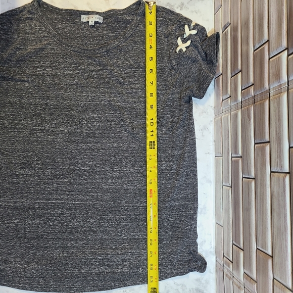 Fitz + Eddie Short Sleeve Tee, Lace Up Shoulders, Medium - Picture 11 of 12
